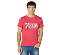 Nintendo Herren Zelda Breath of The Wild Link Basic Logo T-Shirt, Rot meliert, Klein
