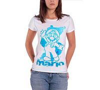 Nintendo Mario Aquarell T-Shirt (Damen) -M- Weiss