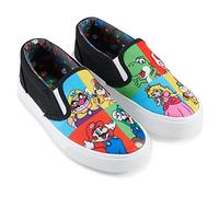 Nintendo Mario Athletic Sneakers für Jungen, Super Mario Schlupfschuhe, Mario, Luigi, Kirby und Donkey Kong, Segeltuch-Sneaker, Schwarz, 34 EU