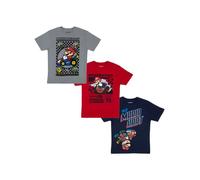 Nintendo Super Mario Jungen T-Shirts 3er-Pack Super Mario Bros Characters 3-Pack Tees for Boys Bundle Set, Mario Kart, 10-12