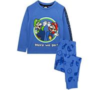 Nintendo Super Mario Pyjamas Luigi Jungen Langarm Kinder Blue T-Shirt & Hose PJS 7-8 Jahre