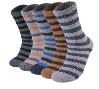 Niorasen 5 Paar Kuschelsocken für Herren, Rutschfeste Thermosocken, Warme Flauschige Haussocken, Dicke Bettsocken Schlafsocken Winter Weihnachtssocken Geschenke