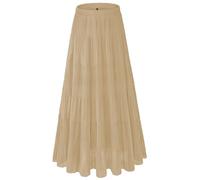NiPaMi Damen-Rock aus Chiffon, weiß, fließend, Maxirock, Boho, Sommer, elastischer Bund, plissierter A-Linie, langer Rock für Frauen 2026, Kokon, Groß
