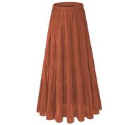 NiPaMi Damen-Rock aus Chiffon, weiß, fließend, Maxirock, Boho, Sommer, elastischer Bund, plissierter A-Linie, langer Rock für Frauen 2026, XX-Large