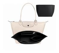 Nircho Taschen Organizer für Longchamp, Filz Handtasche Organizer mit Multi-Taschen, Große Kapazität Tascheneinsatz-Organizer Für Longchamp, Geldbörsenzubehör für Longchamp Tragetasche (Schwarz, L)