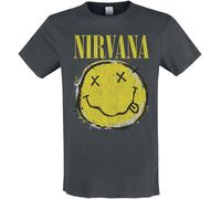 Nirvana Amplified Collection - Worn Out Smiley T-Shirt charcoal in S