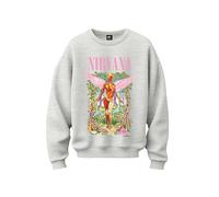 Nirvana Damen-Sweatshirt, Oversize, offizielles Lizenzprodukt, Hellgrau meliert., 42