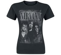 Nirvana Faded Faces Frauen T-Shirt schwarz S 100% Baumwolle Band-Merch, Bands