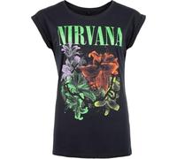 Nirvana Flowers Smiley Cyrstals Frauen T-Shirt Navy M 100% Baumwolle Band-Merch, Bands, Urban Fashion