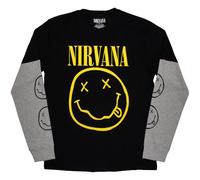 Nirvana Langarm-T-Shirt Grunge Face Layered Größe L
