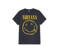 Nirvana - Happy Face Charcoal - T-Shirt - Grau - L - 100% Baumwolle,Jersey Grau L