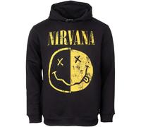 Nirvana Kapuzenpullover Spliced Logo, schwarz mit Smiley Print XL