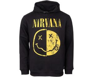 Nirvana Kapuzenpullover Spliced Logo, schwarz mit Smiley Print XXL