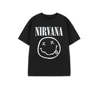 Nirvana Kinder T-Shirt | Kurzarm-Grafik-T-Shirt für Jungen und Mädchen in Schwarz | Klassisches Grunge-Bekleidungsoberteil mit Distressed-Band-Logo-Print | Vintage-Rockband-Merchandise-Geschenk