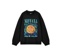 Nirvana Langarm-Grafik-T-Shirt mit Logo | Klassisches Musikband Merch Schwarzes Top | Pull-On-Shirt mit Rundhalsausschnitt für Unisex-Erwachsene | Kommen Sie, wie Sie sind. Design