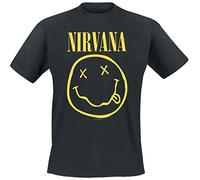 Nirvana T-Shirt Flower Sniffin' Unisex gelber Smiley Schwarz S