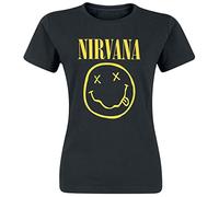 Nirvana Smiley Logo Frauen T-Shirt schwarz M 100% Baumwolle Band-Merch, Bands