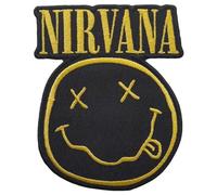 Nirvana Patch Band Logo and Smiley Nue offiziell Schwarz Woven Iron On 105 x One Size