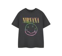 Nirvana Regenbogen T-Shirt | Graues Regenbogen-Logo-Grafik-T-Shirt | Kurzarm-Unisex-Shirt für Kinder und Jugendliche | Rockband-Merchandise | Grunge-Mode-Top
