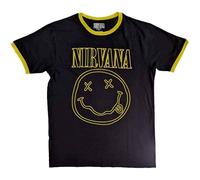 Nirvana Ringer T Shirt Outline Grunge Face Nue offiziell Unisex Schwarz M