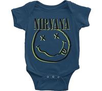 Nirvana Schlafstrampler Inverse Smile Band Logo Nue offiziell Navy Blau 0 to 24 Taglia unica