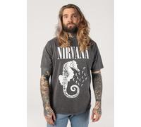 Nirvana - Seahorse Mono Logo Washed - T-Shirt - Grau - S - 100% Baumwolle Grau S