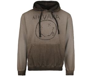 Nirvana Smiley Logo Kapuzenpullover braun in XXL