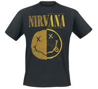 Nirvana Spliced Smiley Männer T-Shirt schwarz L 100% Baumwolle Band-Merch, Bands, Nachhaltigkeit