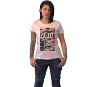 Nirvana T Shirt Cassettes Band Logo Nue offiziell Damen Skinny Fit Weiß L