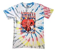 Nirvana T Shirt Heart Band Logo Nue offiziell Unisex Weiß Dye Wash S