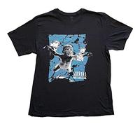 Nirvana T-Shirt Nevermind Cracked Band Logo – Nue offiziell – Herren Schwarz L