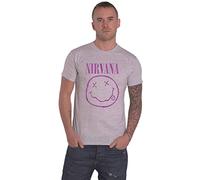 Nirvana T Shirt Purple Smile Band Logo Nue offiziell Unisex Grau XXL