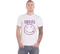 Nirvana T Shirt Purple Smile Band Logo Nue offiziell Unisex Weiß XL