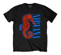 Nirvana T-Shirt Seahorse Band-Logo 100% Baumwolle Schwarz L