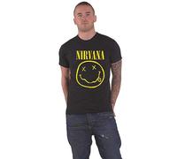 Nirvana T Shirt Smiley Face Album Cover Band Logo offiziell Herren Nue Schwarz