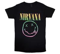 Nirvana T Shirt Sorbet Ray Smile Band Logo Nue offiziell Damen Boyfriend Fit M