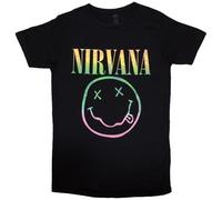 Nirvana T Shirt Sorbet Ray Smile Band Logo Nue offiziell Damen Boyfriend Fit S