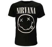 Nirvana Weißes Smiley-T-Shirt M Schwarz