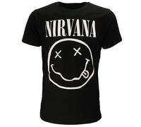Nirvana Weißes Smiley-T-Shirt - offizielles Merchandise XXL Schwarz