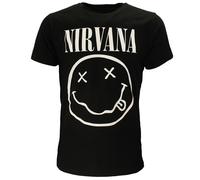 Nirvana Weißes Smiley-T-Shirt S Schwarz
