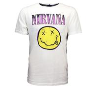 Nirvana Xerox Style Smiley T-Shirt - Offizielles Merch M Weiß