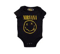 Nirvana - Yellow Happy Face Babygrow - Bodysuit - Schwarz - 0-3 Months - 100% Baumwolle Schwarz 0-3 Months