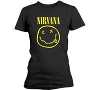 Nirvana Yellow Happy Face Black 2XL Damen T-Shirt