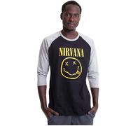 Nirvana - Yellow Happy Face Black/ Grey - Longsleeve - Schwarz - XXL - 100% Baumwolle Schwarz XXL