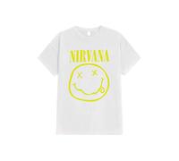 Nirvana - Yellow Happy Face White - T-Shirt - Weiß - S - 100% Baumwolle Weiß S