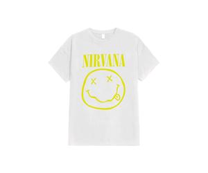 Nirvana - Yellow Happy Face White - T-Shirt - Weiß - XXL - 100% Baumwolle Weiß XXL
