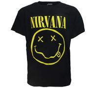 Nirvana Yellow Smiley Band T-Shirt Schwarz - Offizielles Merchandise M Schwarz