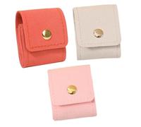 Nishiyuenyi 3 Stück Mini Schmucktasche Schmucketui Schmuckbeutel Schmuckbox mit Multifunktionalen Einsteckfächern Und Haken Faltbar mit Schnalle für Reisen Schmin, Beige, Rosa, Orange