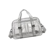 Nishiyuenyi Clear Tote Bag Damen Transparent PVC Handtasche Schultertasche Umhängetasche Wasserdicht Verstellbarer Trageriemen mit Reißverschluss für Arbeit Reise, Grau