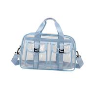 Nishiyuenyi Clear Tote Bag Damen Transparent PVC Handtasche Schultertasche Umhängetasche Wasserdicht Verstellbarer Trageriemen mit Reißverschluss für Arbeit Reise, Blau